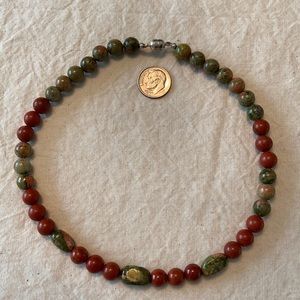 Unakite Rhodenite Earthtone Necklace